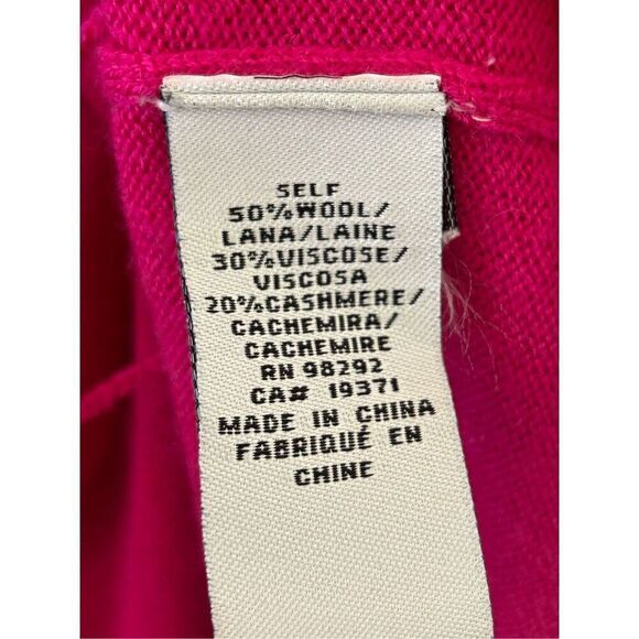 Tibi Beaded Shoulder Knitted Cashmere Cardigan Fuchsia Pink Women's Size Large - Picture 7 of 8